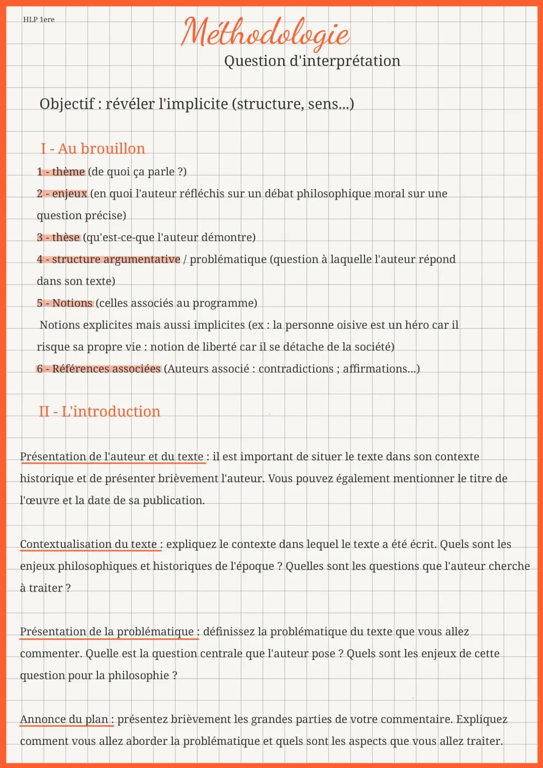 Méthodologie HLP Terminale : Questions d'Interprétation Philosophiques et Littéraires