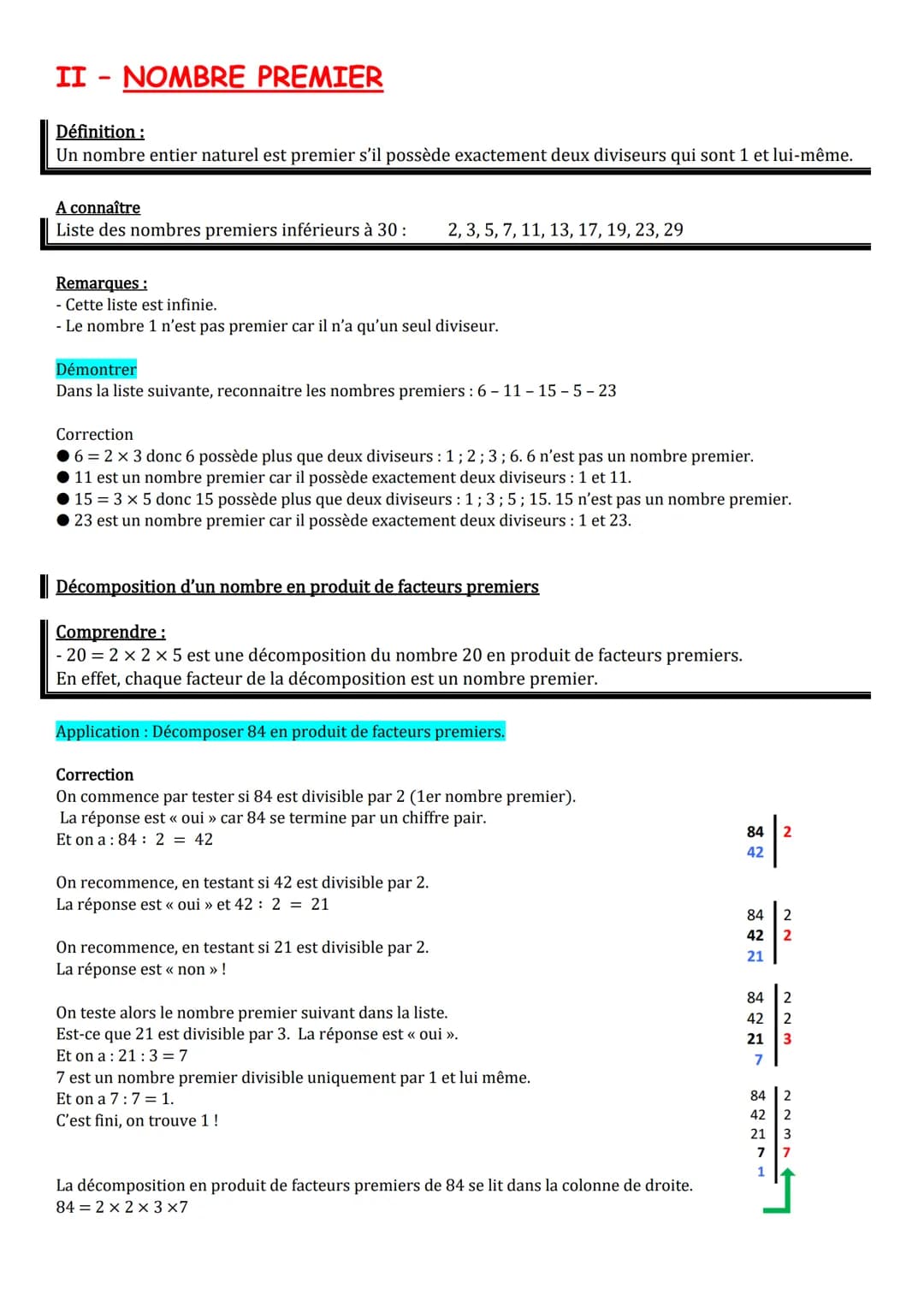 I
-
Ch9 ARITHMETIQUE
DIVISIBILITE (RAPPELS)
Vocabulaire
56=8x7
on dit que - 7 et 8 sont des diviseurs de 56.
-56 est un multiple de 7 et de 