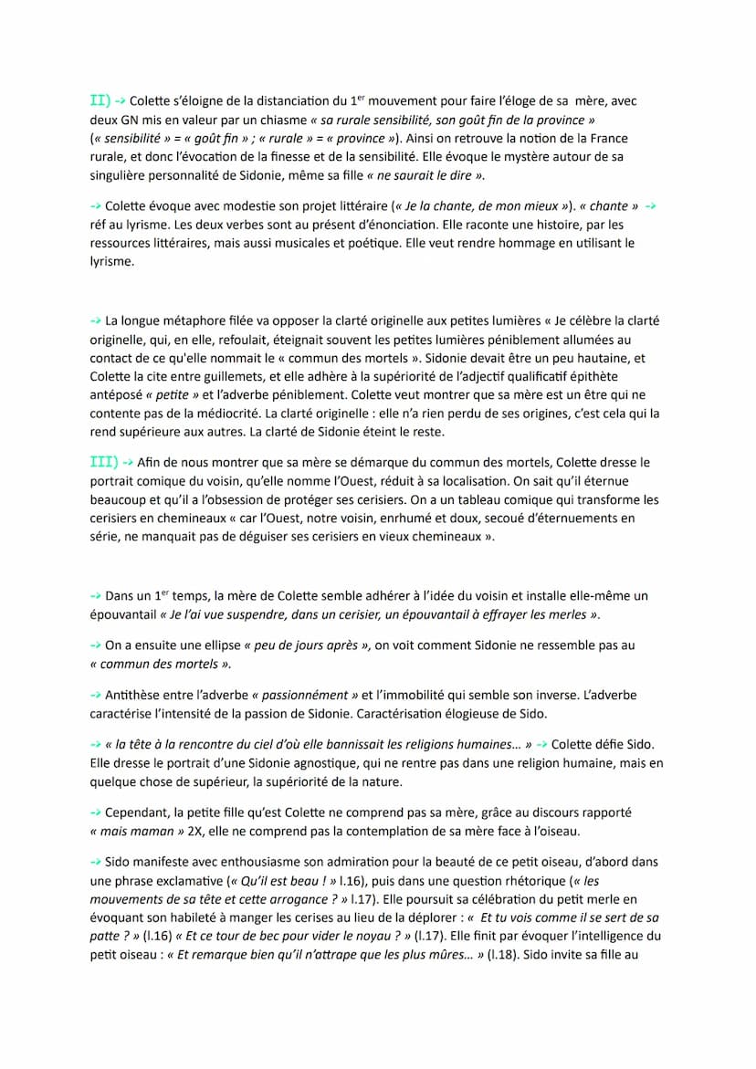 Parcours : La célébration du monde - Sido et Les Vrilles de la Vigne,
Colette (1930 - 1908) - Sido
Lecture lineaire.17:
Sida
I) Une vue d'en