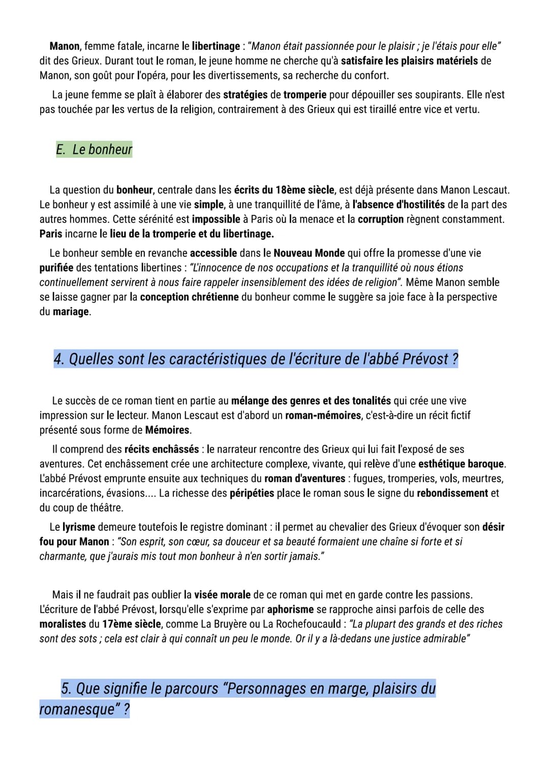 Cours sur Manon Lescaut (commentaire composé)
Voici une fiche de lecture complète (résumé et analyse) du roman Manon Lescaut de L'abbé Prévo