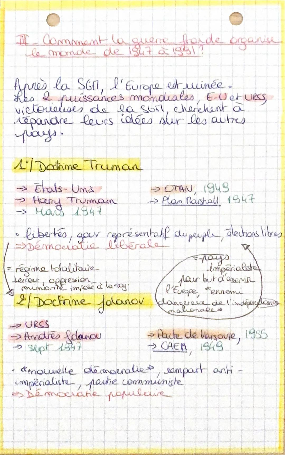# I- Comment la quere forde
le monde de 1947 à 1981?
quere fronde organise

Après la SGM, l'Europe est ruinée.
Res 2 puissances mondiales, E