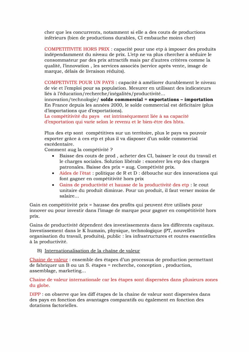 I) Les déterminants des échanges internationaux
A) Les avantages comparatifs et les dotations factorielles.
Le poids des avantages comparati