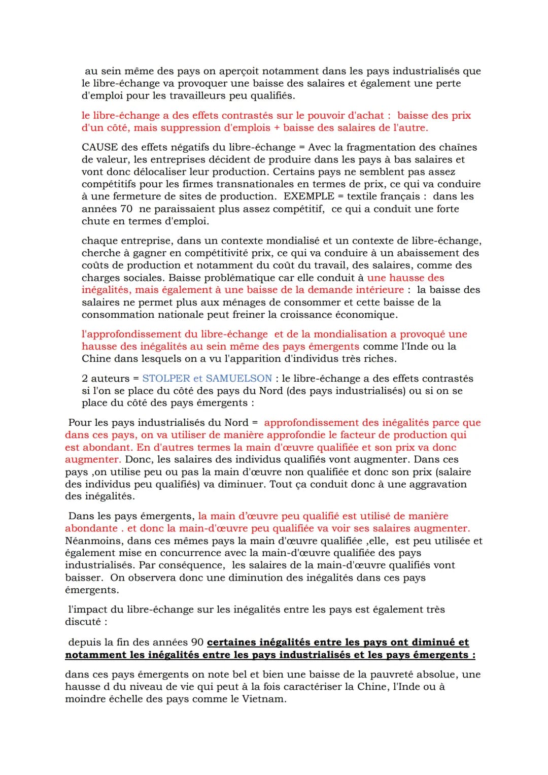 I) Les déterminants des échanges internationaux
A) Les avantages comparatifs et les dotations factorielles.
Le poids des avantages comparati