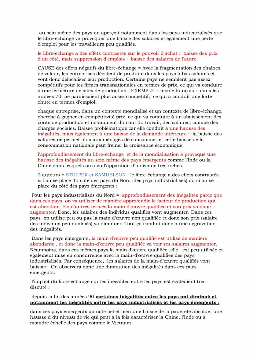 I) Les déterminants des échanges internationaux
A) Les avantages comparatifs et les dotations factorielles.
Le poids des avantages comparati
