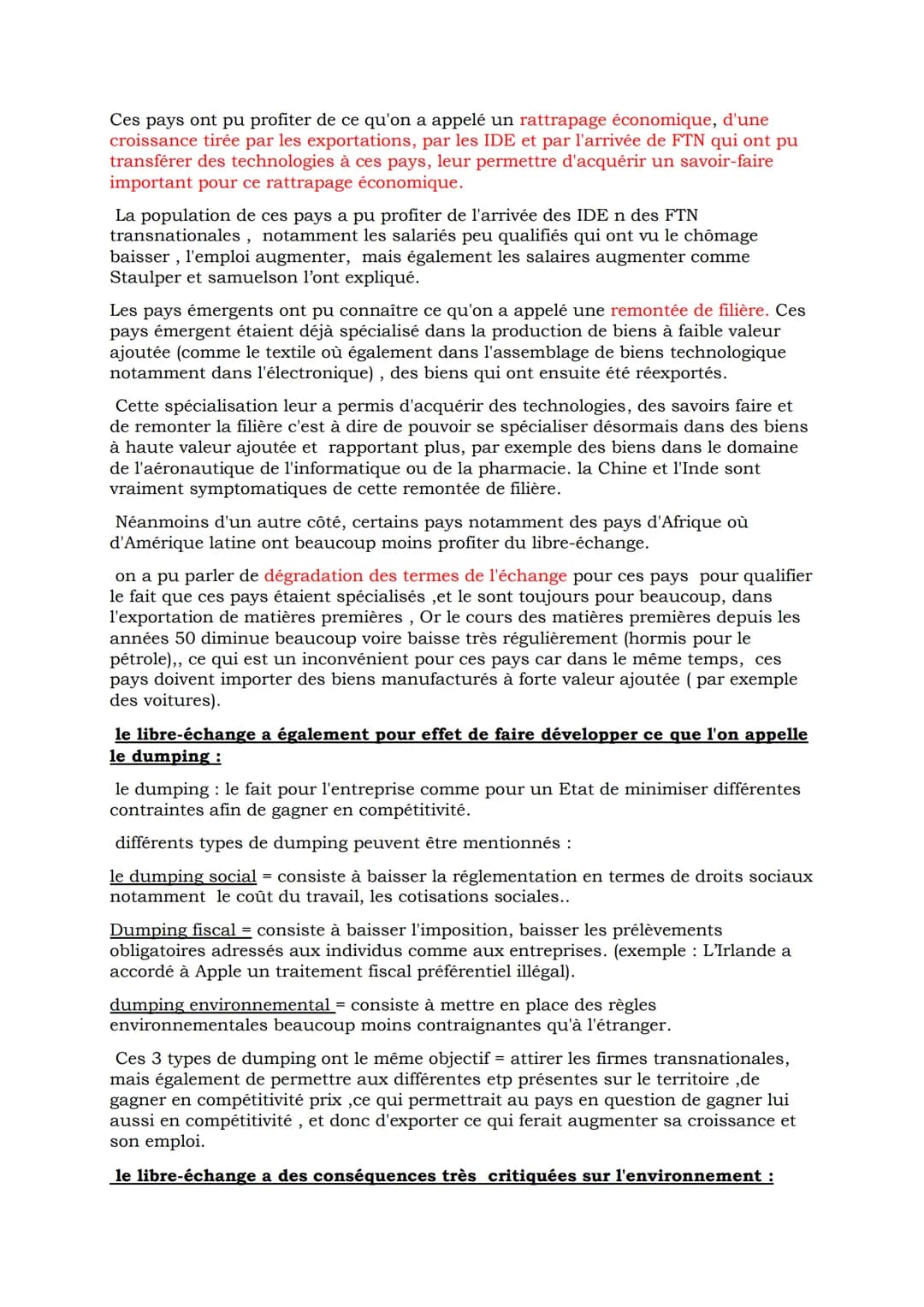 I) Les déterminants des échanges internationaux
A) Les avantages comparatifs et les dotations factorielles.
Le poids des avantages comparati