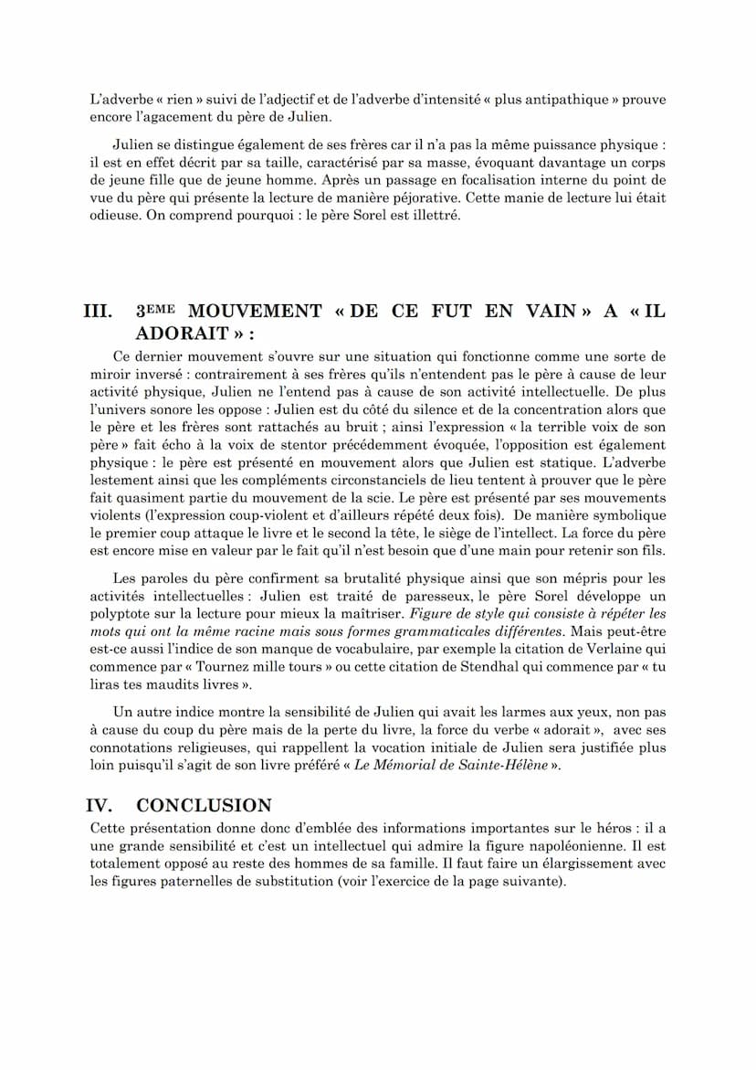 Extrait du chapitre IV :
« Un père un fils »
Le Rouge et le Noir, STENDHAL Lecture linéaire livre 1 chapitre 4
page 30 de « en approchant de