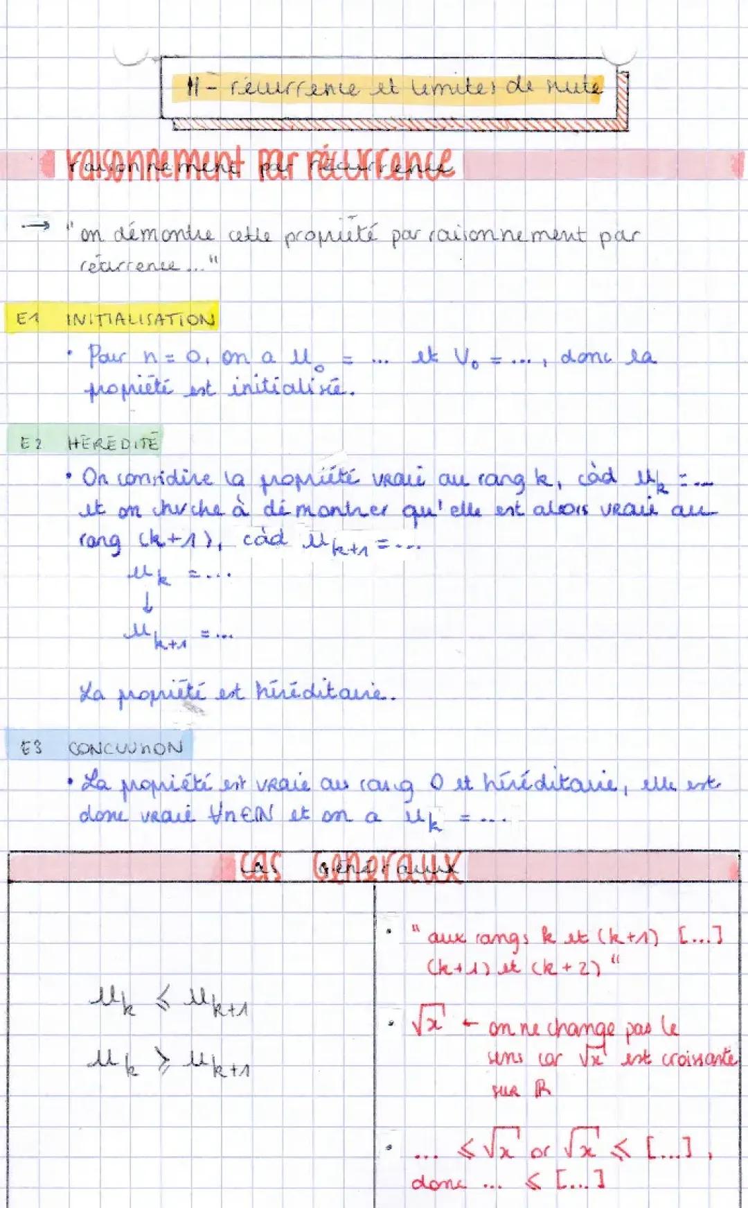 Chapitre 2 -Spé maths : Récurrence et limites de suites