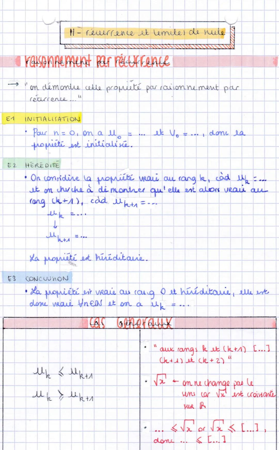 E1
E 2
raisonnement par réttur fence
(1
on démontre cette promité par raisonnement par
returrence
INITIALISATION
Pour n = 0, on a llo
propri