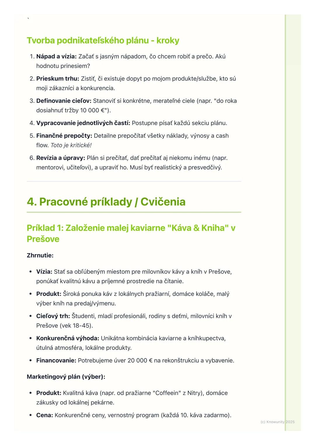 # Podnikateľský plán a jeho
tvorba

1. Prehľad / Úvod

Podnikateľský plán je pre mňa ako mapa pre cestu ak chcem niekam prísť,
potrebujem ve