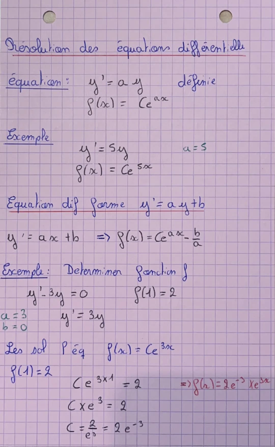 O
MATH
Les équations différentiell
Equaticen differentielle
y' = 5y + 7
->
équation dif ordre un
8' - 38 = 8
->
équation dif ordre deux
Exem