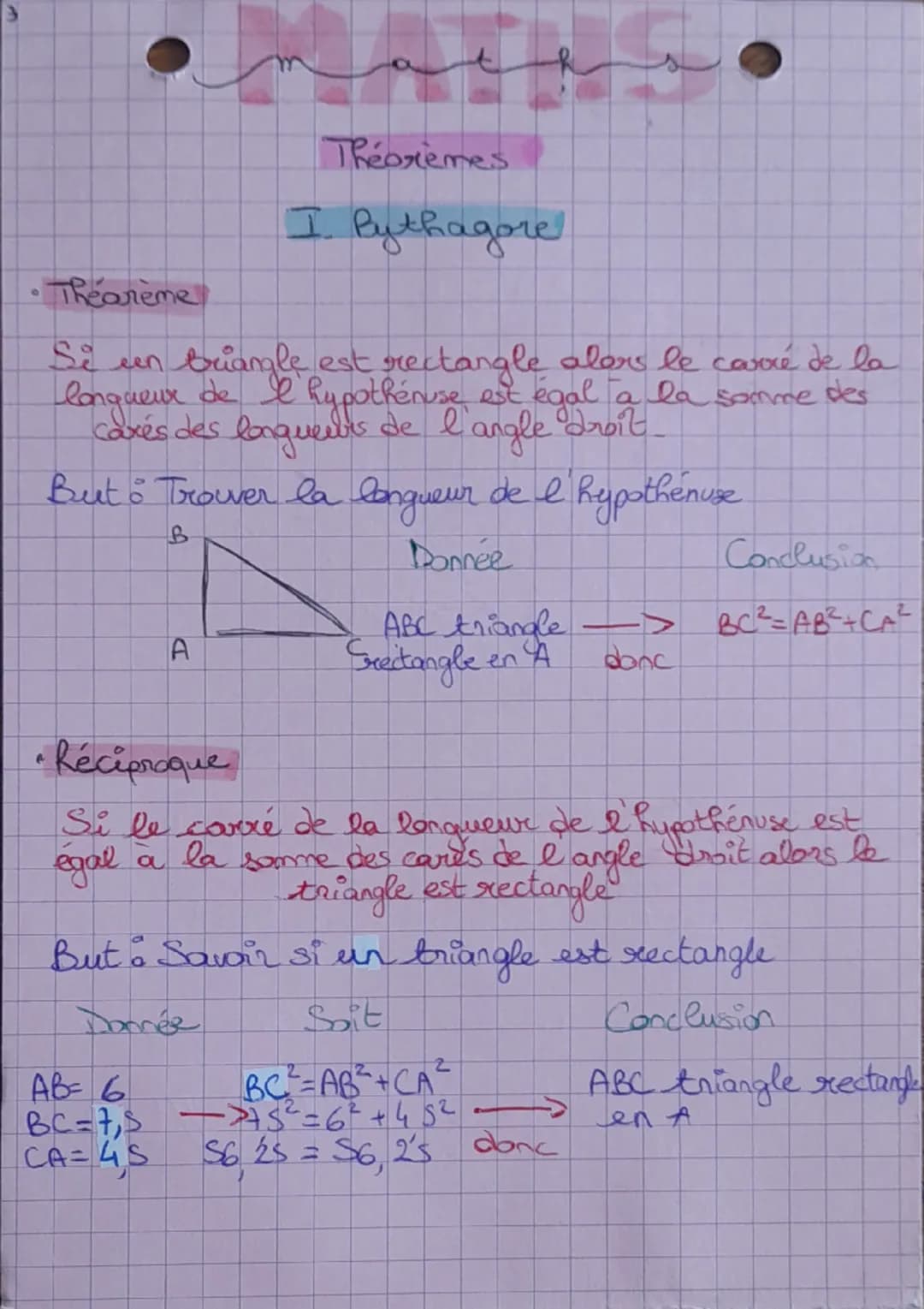Théorèmes de Pythagore et Thalès