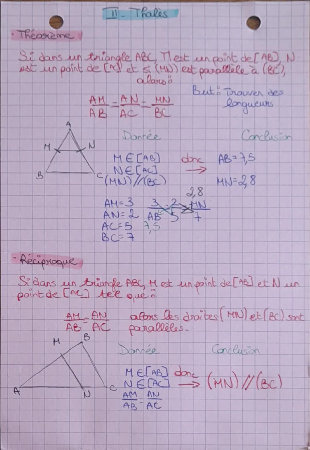 --- OCR Start ---
3
•Thearème
t
Théorèmes
I. Pythagore
Si un triangle est rectangle alors le carré de la
longueur de le hypothéruse est égal