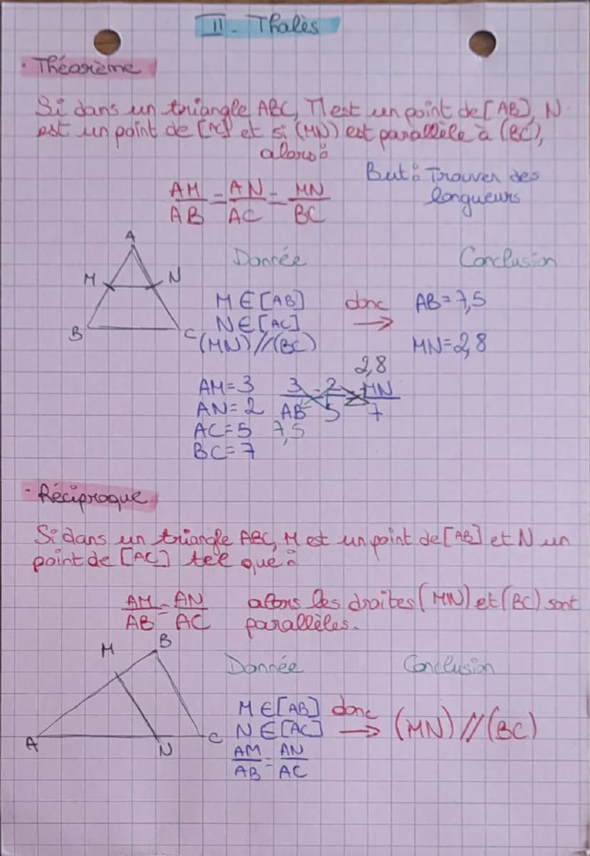 --- OCR Start ---
3
•Thearème
t
Théorèmes
I. Pythagore
Si un triangle est rectangle alors le carré de la
longueur de le hypothéruse est égal