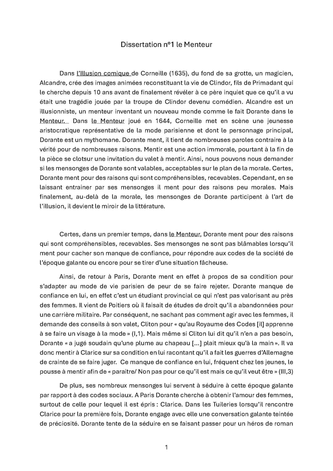 dissertation le menteur 