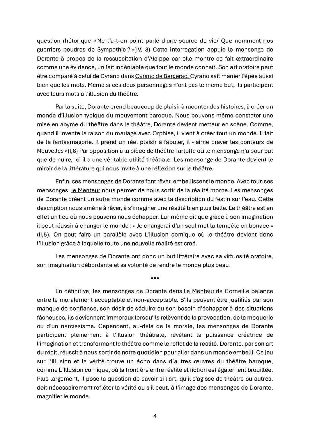 # Dissertation n°1 le Menteur

Dans l'Illusion comique de Corneille (1635), du fond de sa grotte, un magicien,
Alcandre, crée des images ani