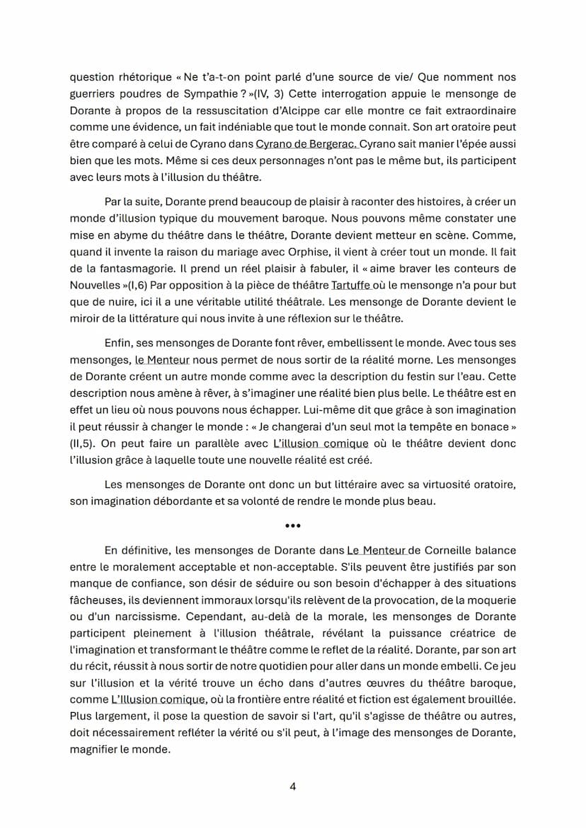 # Dissertation n°1 le Menteur

Dans l'Illusion comique de Corneille (1635), du fond de sa grotte, un magicien,
Alcandre, crée des images ani