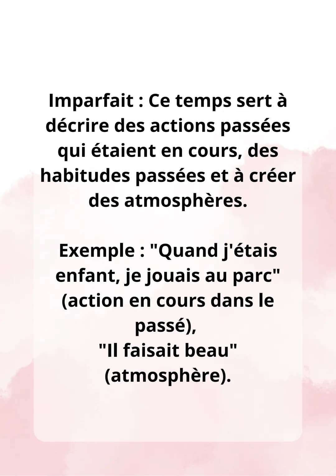 Les Valeurs de
Temps Présent : Ce temps est utilisé
pour parler d'actions qui se
déroulent actuellement,
d'habitudes, de vérités
générales e