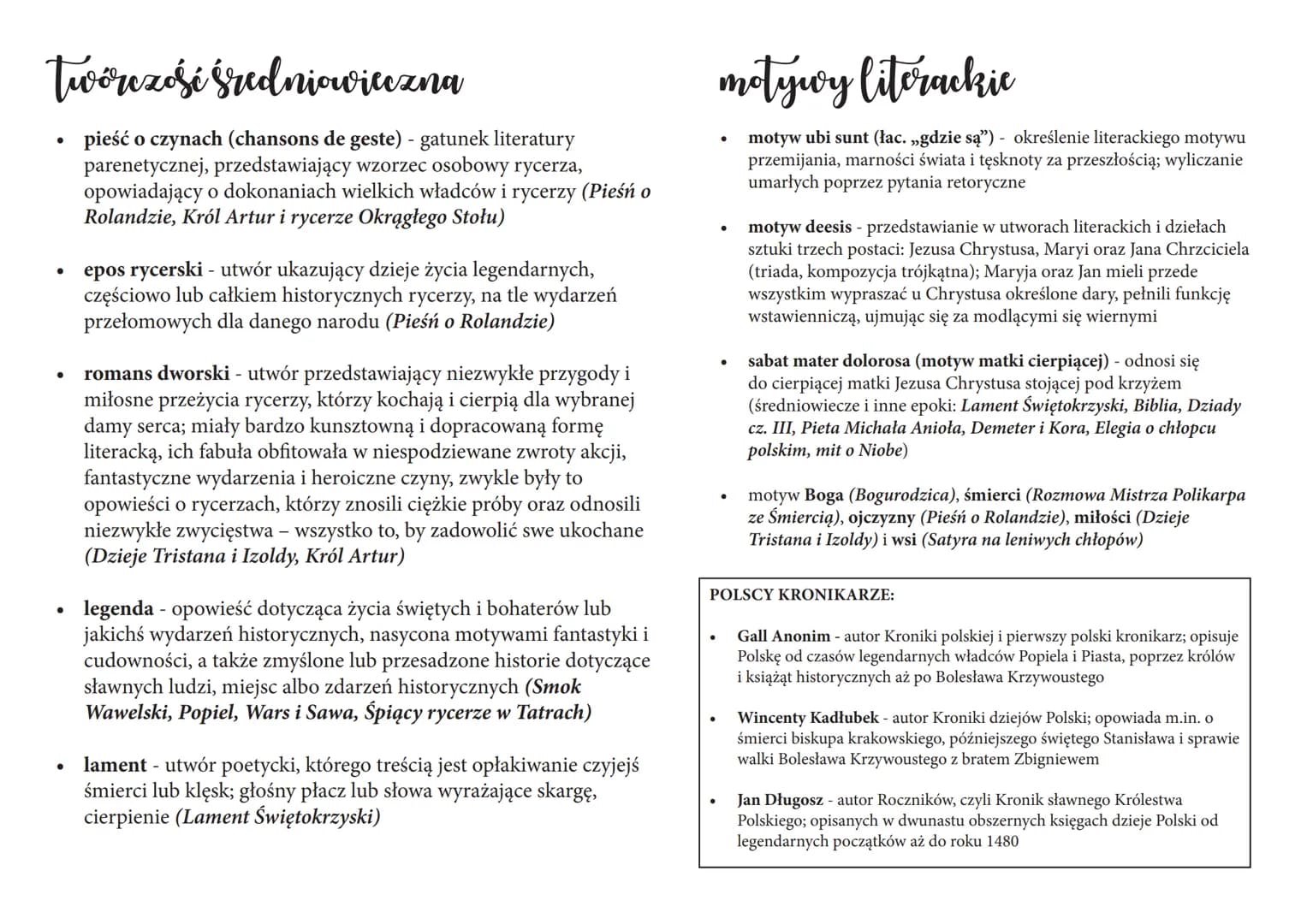 # Średniowicaze

Nazwa epoki:
nazwa pochodzi od łacińskich określeń *medium aevum*, czyli wieków
średnich, co sugerowało, że jest epoką prze