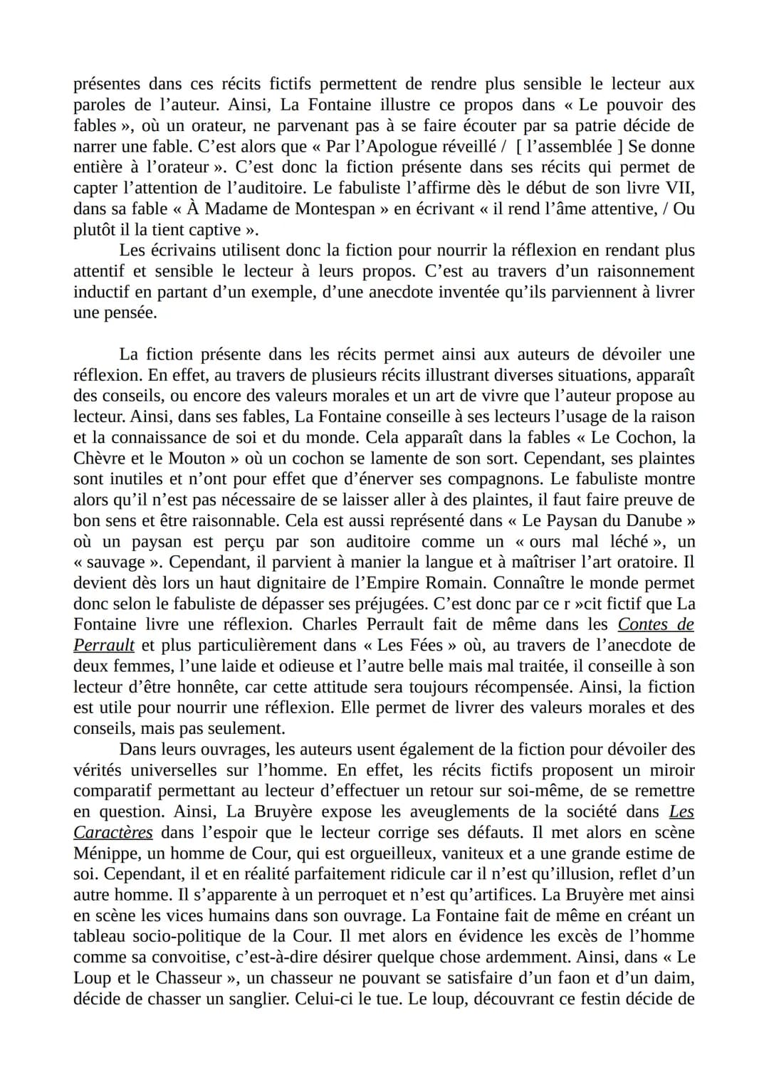 SUJET B: En quoi la fiction peut-elle nourrir la réflexion ? Vous répondrez à
cette question en vous appuyant sur la lecture des Fables de L