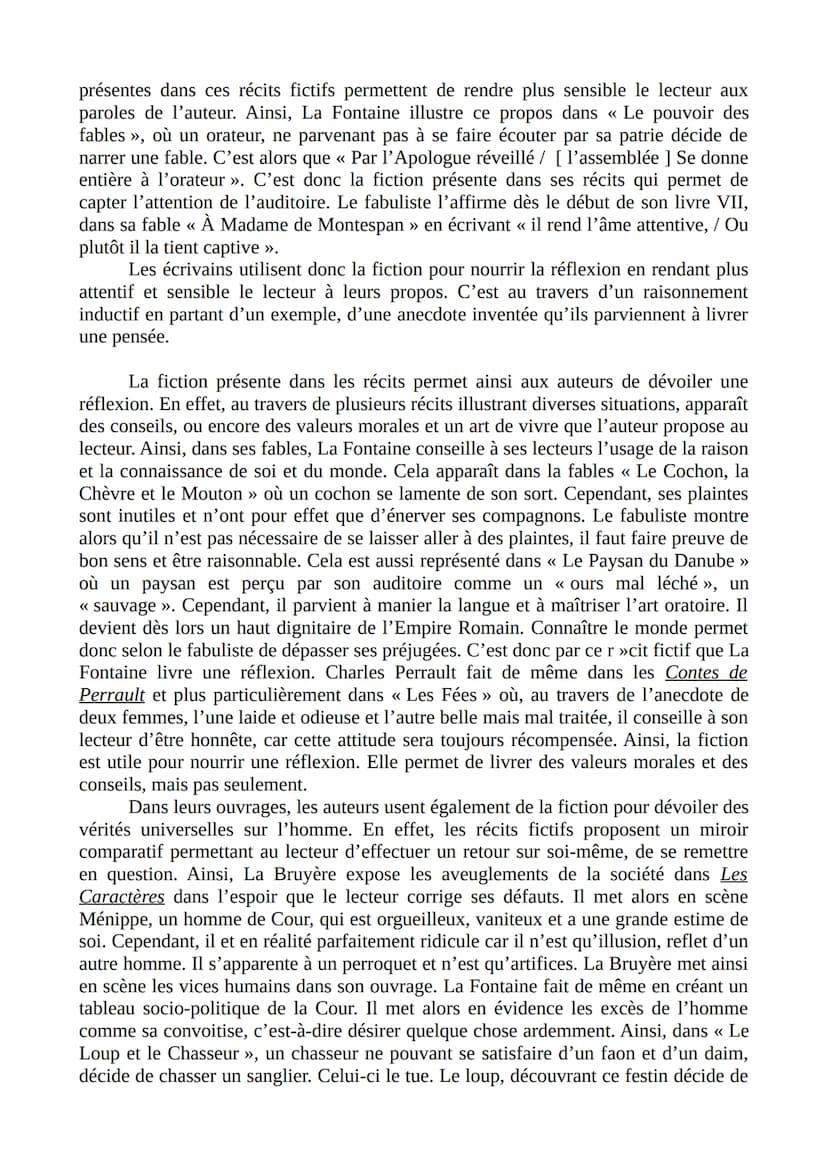 SUJET B: En quoi la fiction peut-elle nourrir la réflexion ? Vous répondrez à
cette question en vous appuyant sur la lecture des Fables de L