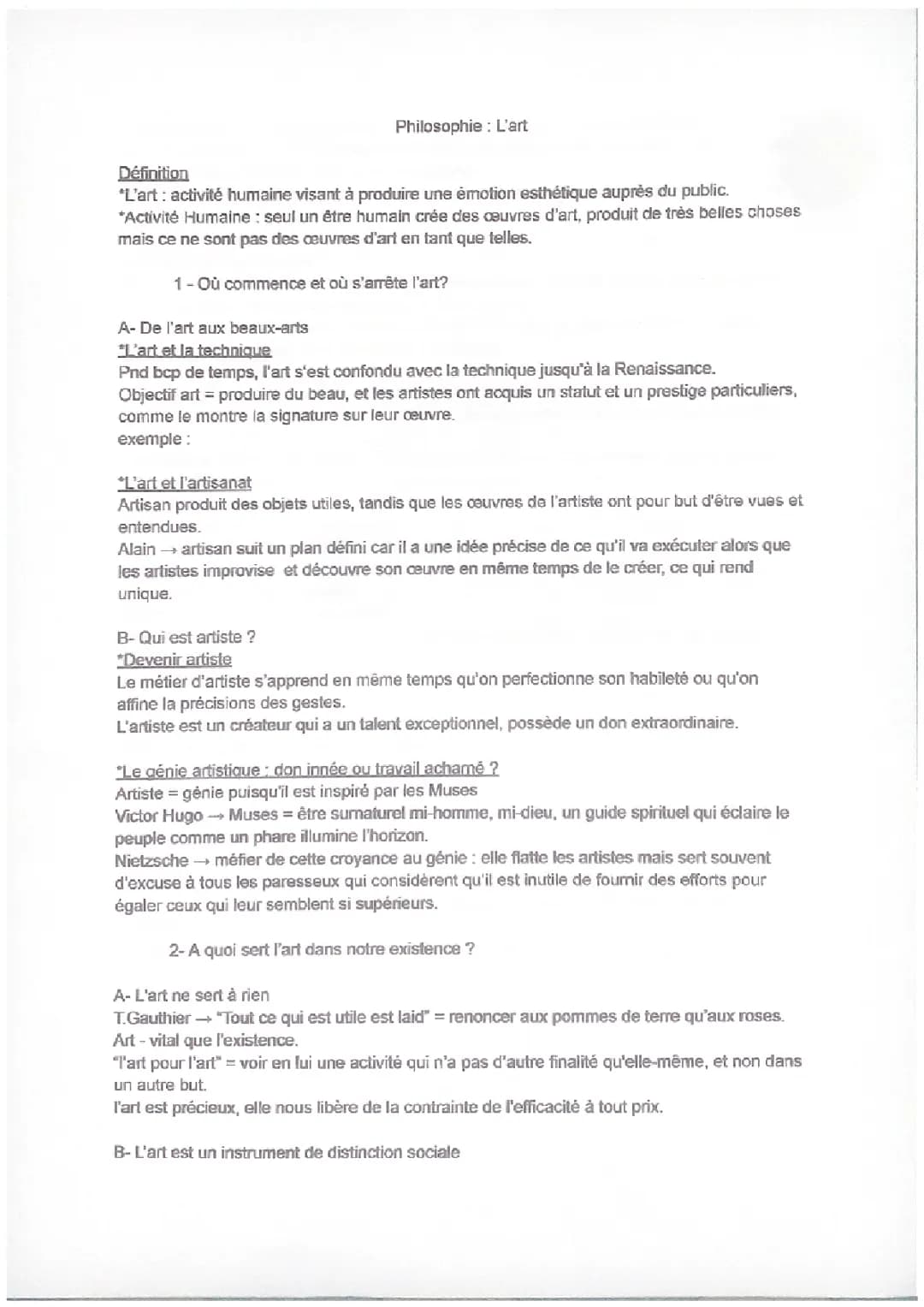 Philosophie : L’art