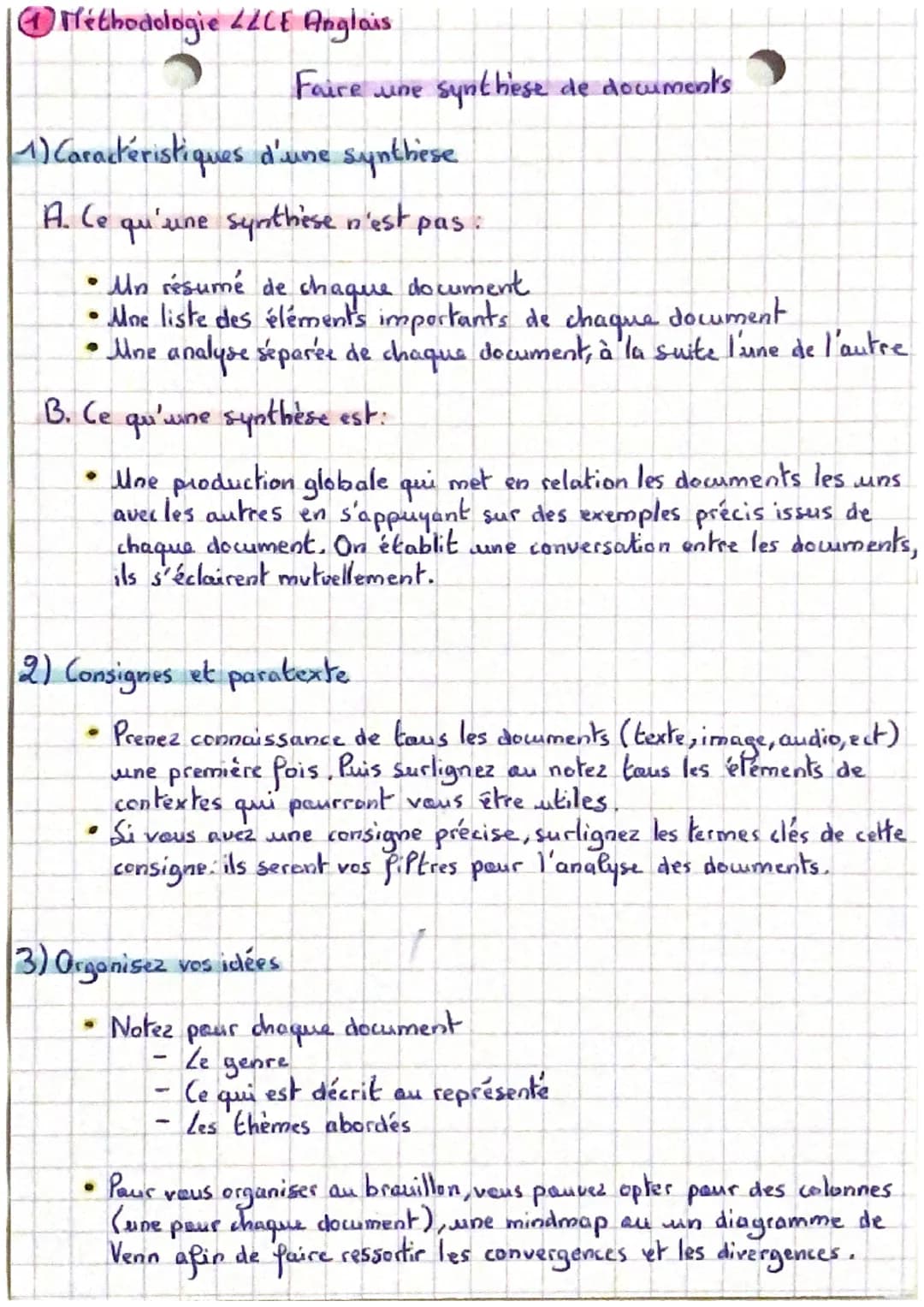 12 Methodologie //CE Anglais
4) Construisez votre synthèse
●
●>>
L'introduction amène et pose la thématique, problématise,
annonce le plan.
