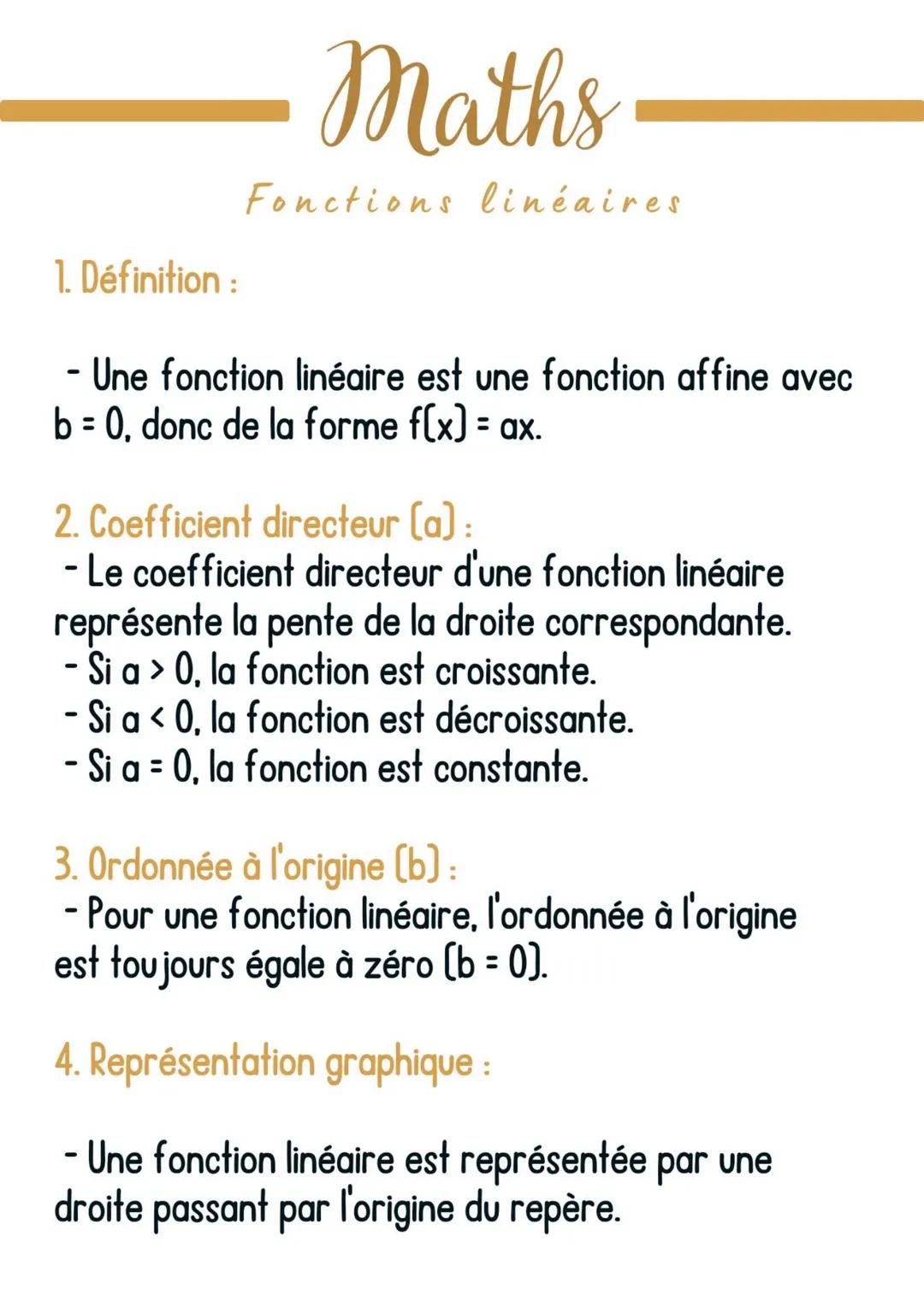 Fonctions Linéaires