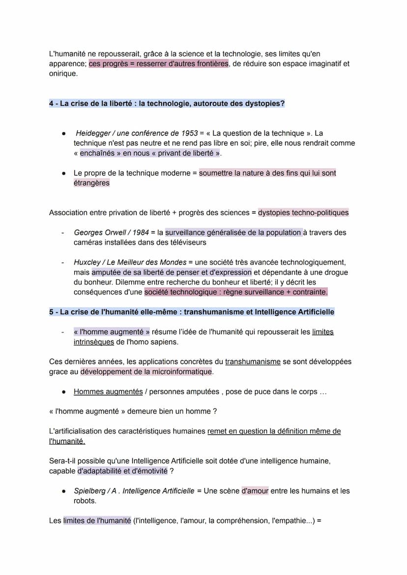 << L'humain et ses limites » pose la question de «<l'extension des capacités humaines liée à la
technique » :
●
le perfectionnement des « ma