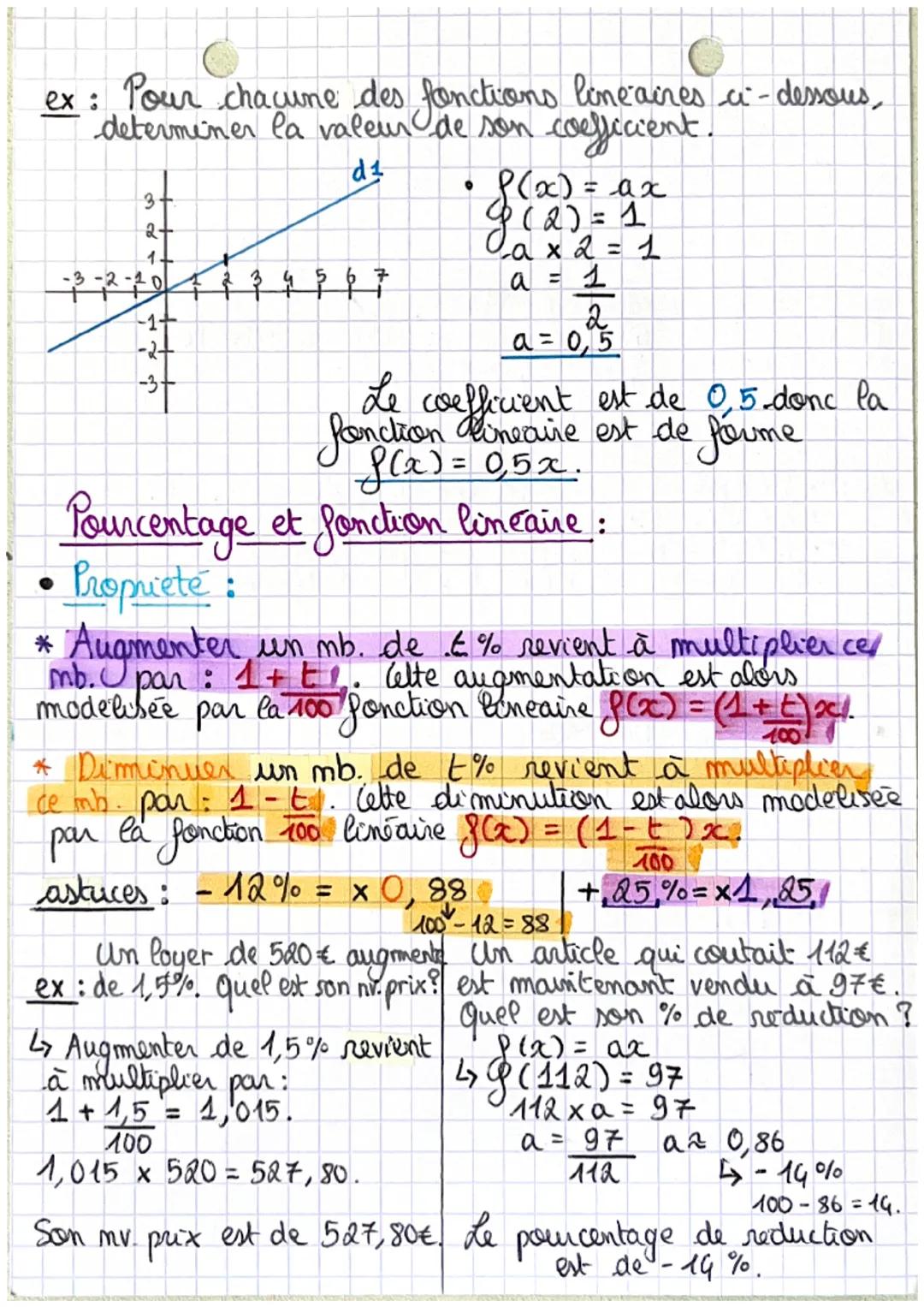 # ~Mathematiques~

# ~ Proportionalité : Les Fonctions linéaires ~

## Definitions:

*   Soit a un nombre relatip.
Une Pontion qui, à un mom