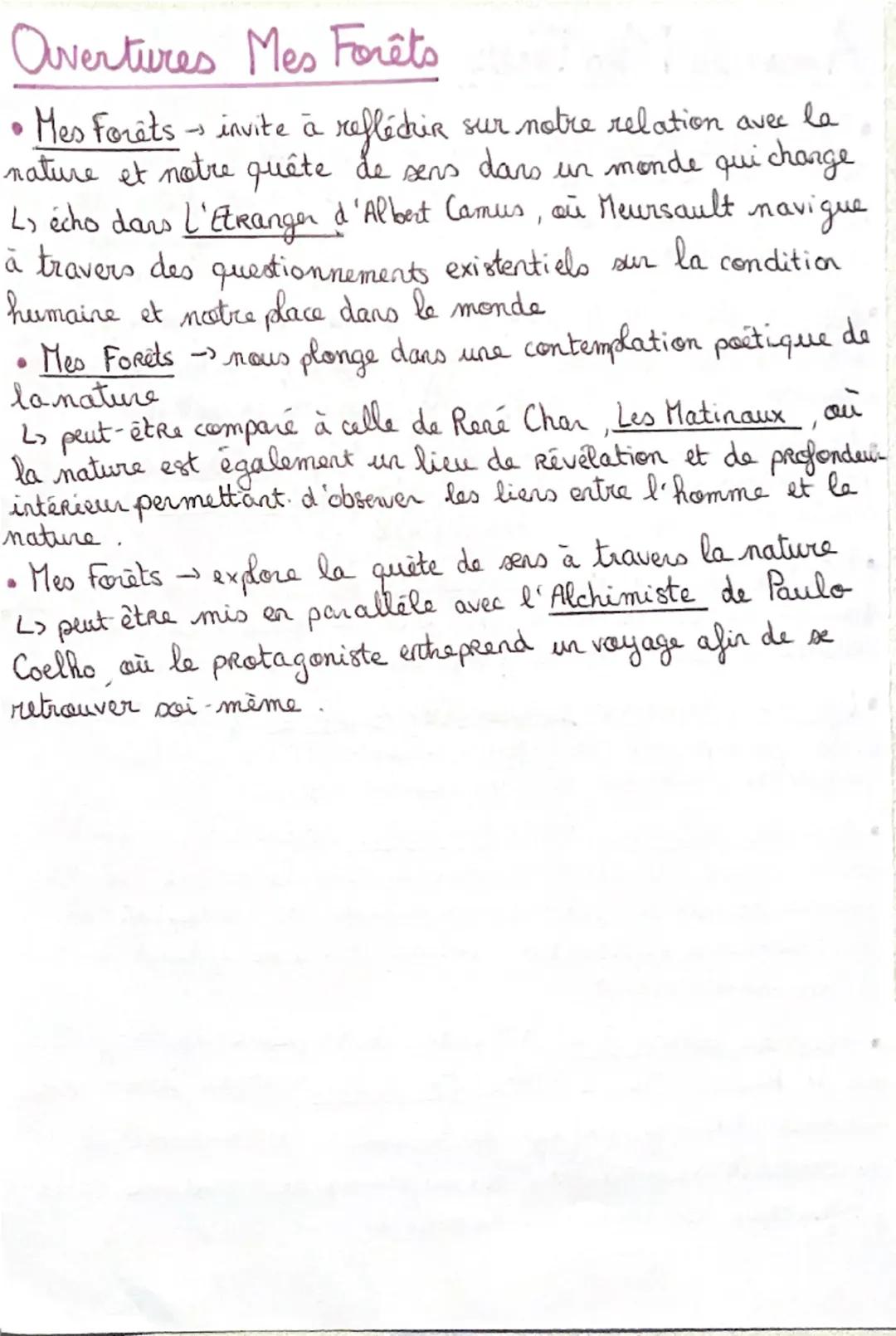 Amorces Mes Forêts

• Thématique de la nature: ommiprésente dans la poésie,
aujourd'hui ce n'est pas la nature état d'âme chère aux
e
Romant