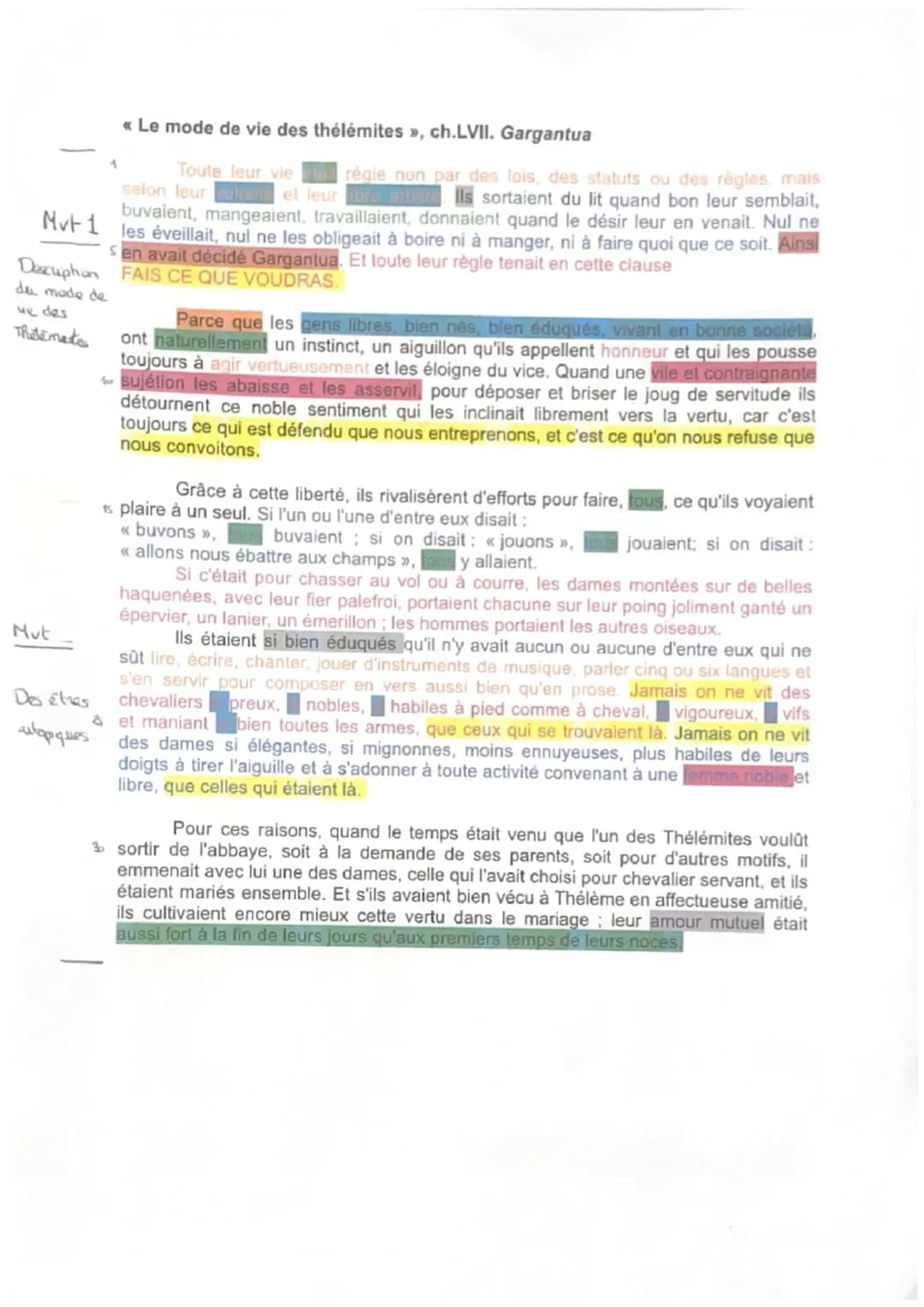 « Le mode de vie des thélémites », ch.LVII. Gargantua
Toute leur vie
régie non par des lois, des statuts ou des règles, mais
selon leur cola