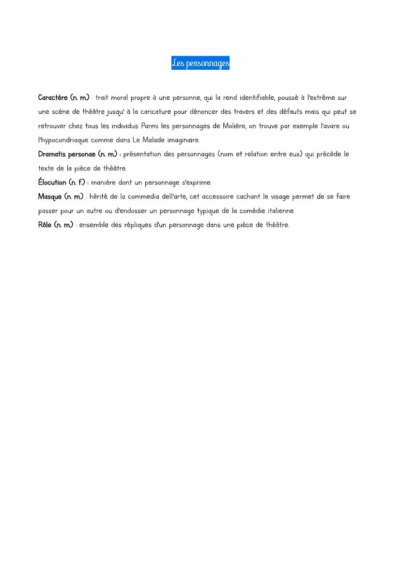 Le lexique du théâtre
L'organisation de la pièce de théâtre
Acte (n. m) : partie de la pièce qui marque les éléments importants de l'action.
