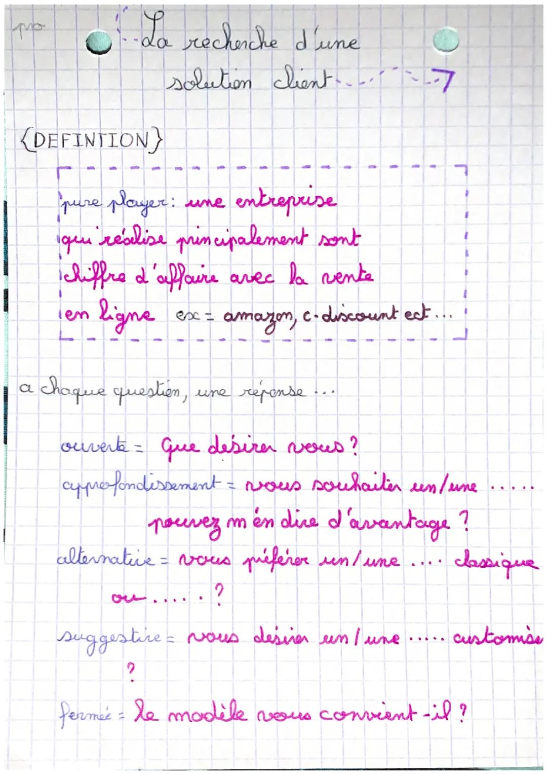 Mo

La recherche d'une

solution client

{DEFINITION}

pure player: une entreprise

qui réalise principalement sont

chiffre d'affaire avec 
