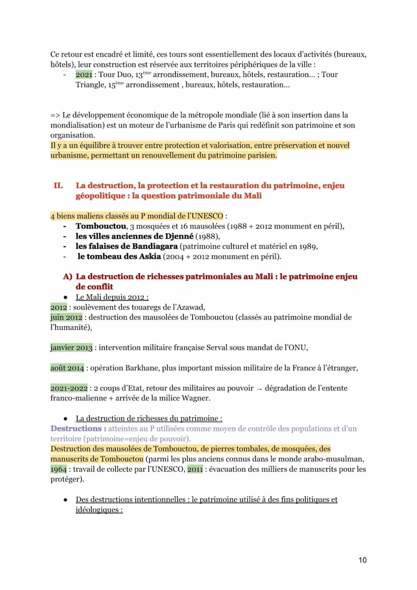 IDENTIFIER, PROTÉGER, VALORISER LE PATRIMOINE : ENJEUX
GÉOPOLITIQUES
I.
AXE 2 : La préservation du patrimoine : entre tensions et concurrenc