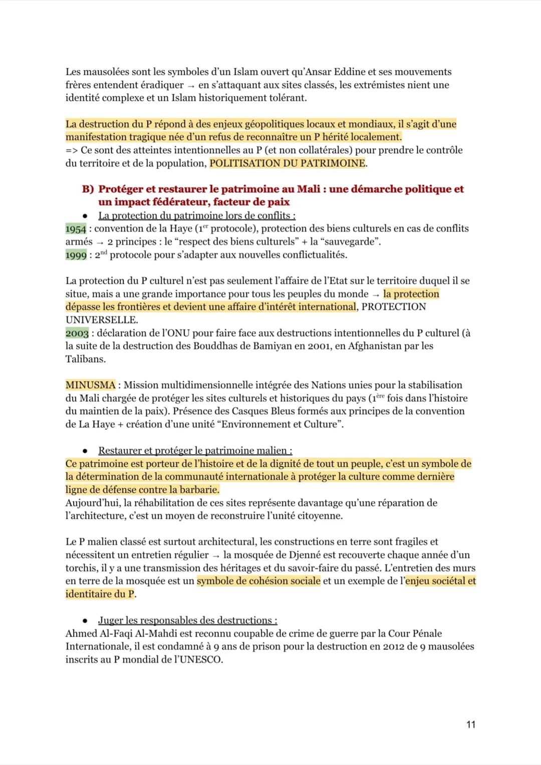 IDENTIFIER, PROTÉGER, VALORISER LE PATRIMOINE : ENJEUX
GÉOPOLITIQUES
I.
AXE 2 : La préservation du patrimoine : entre tensions et concurrenc