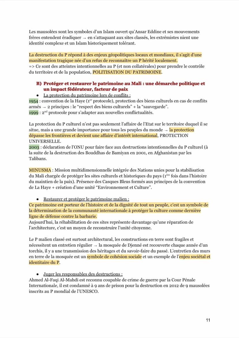 IDENTIFIER, PROTÉGER, VALORISER LE PATRIMOINE : ENJEUX
GÉOPOLITIQUES
I.
AXE 2 : La préservation du patrimoine : entre tensions et concurrenc