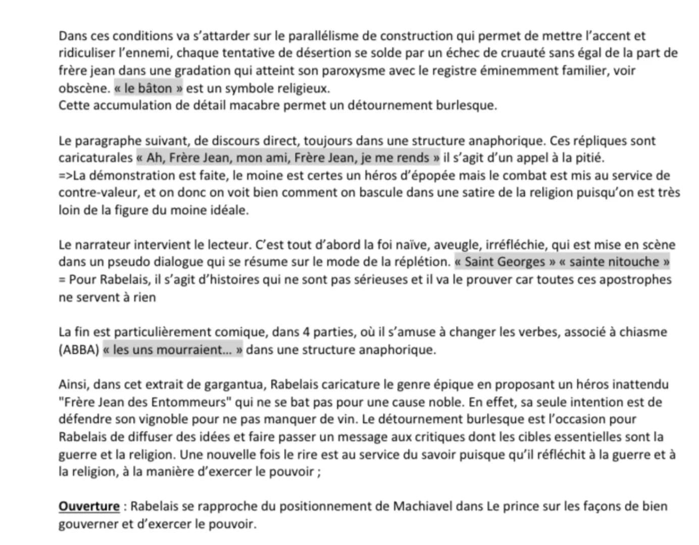 SEQUENCE IV
La littérature d'idées du XVIème au XVIIIème siècle
Explication linéaire n°3 de l'oeuvre complète n°4
Texte n°16
Rabelais, Garga