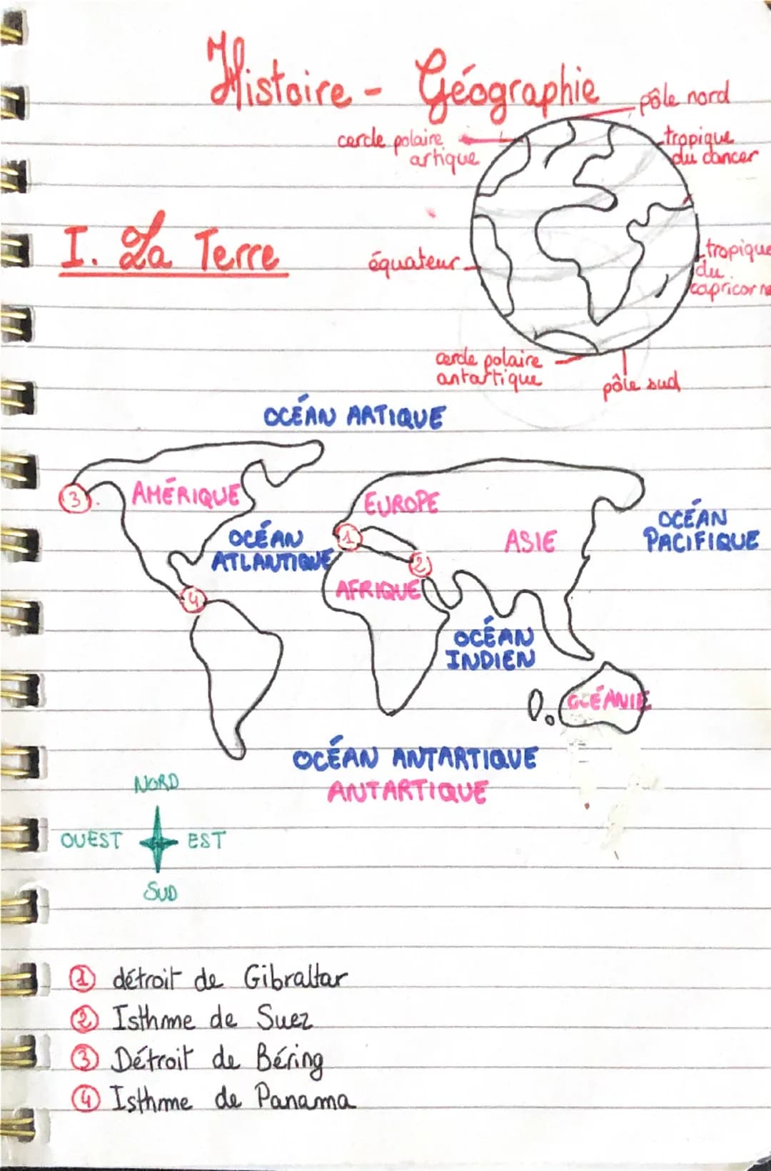 Histoire - Géographie
cercle polaire
artique
-pôle nord
tropique
du cancer
3 I. La. Terre
équateur.
AMERIQUE
cerde polaire
antastique
OCEAN 