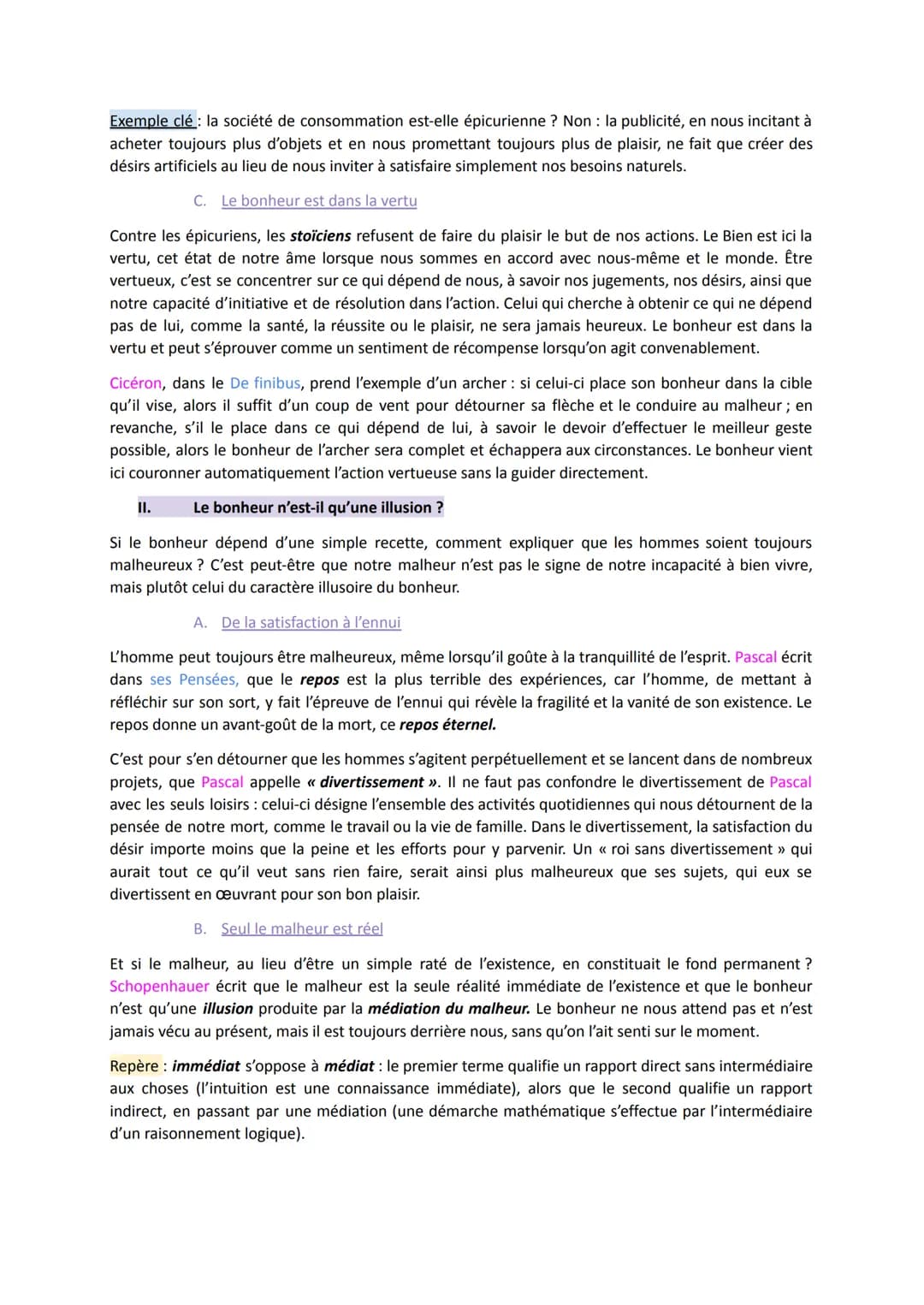 Le Bonheur
Introduction :
Définition : un état durable de complète satisfaction, qui s'oppose au malheur et à la souffrance
Durable : le car