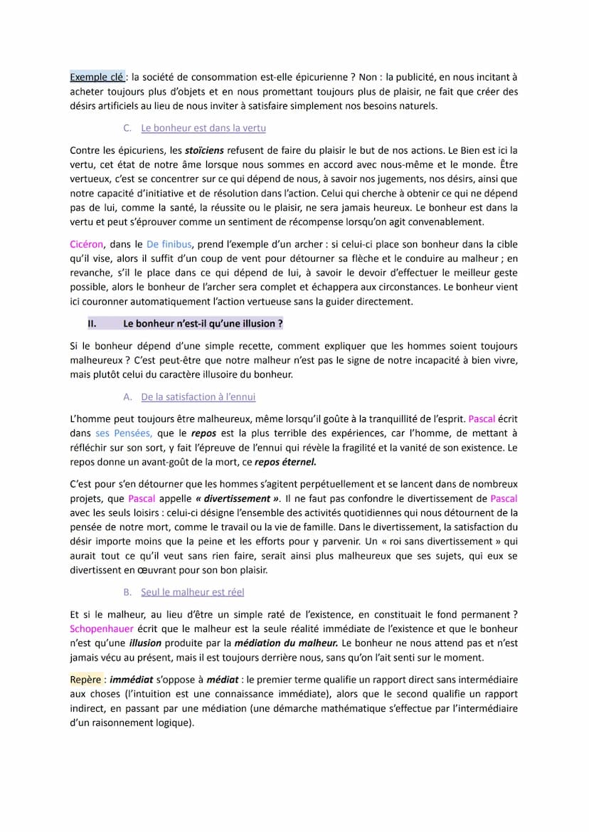 Le Bonheur
Introduction :
Définition : un état durable de complète satisfaction, qui s'oppose au malheur et à la souffrance
Durable : le car