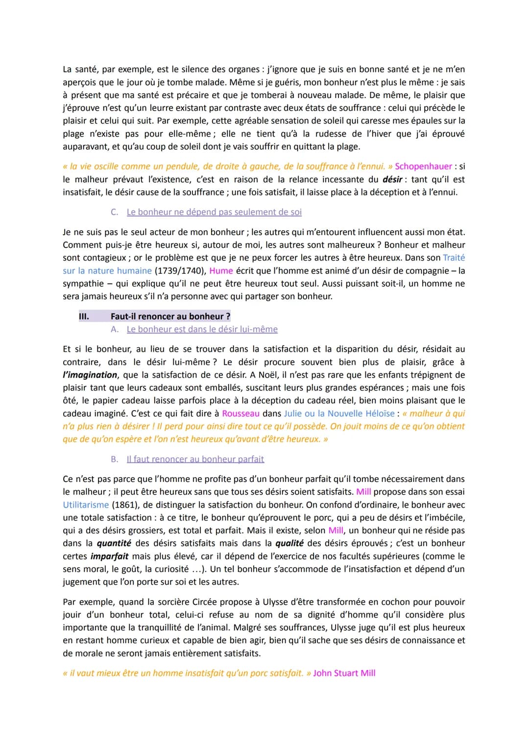 Le Bonheur
Introduction :
Définition : un état durable de complète satisfaction, qui s'oppose au malheur et à la souffrance
Durable : le car