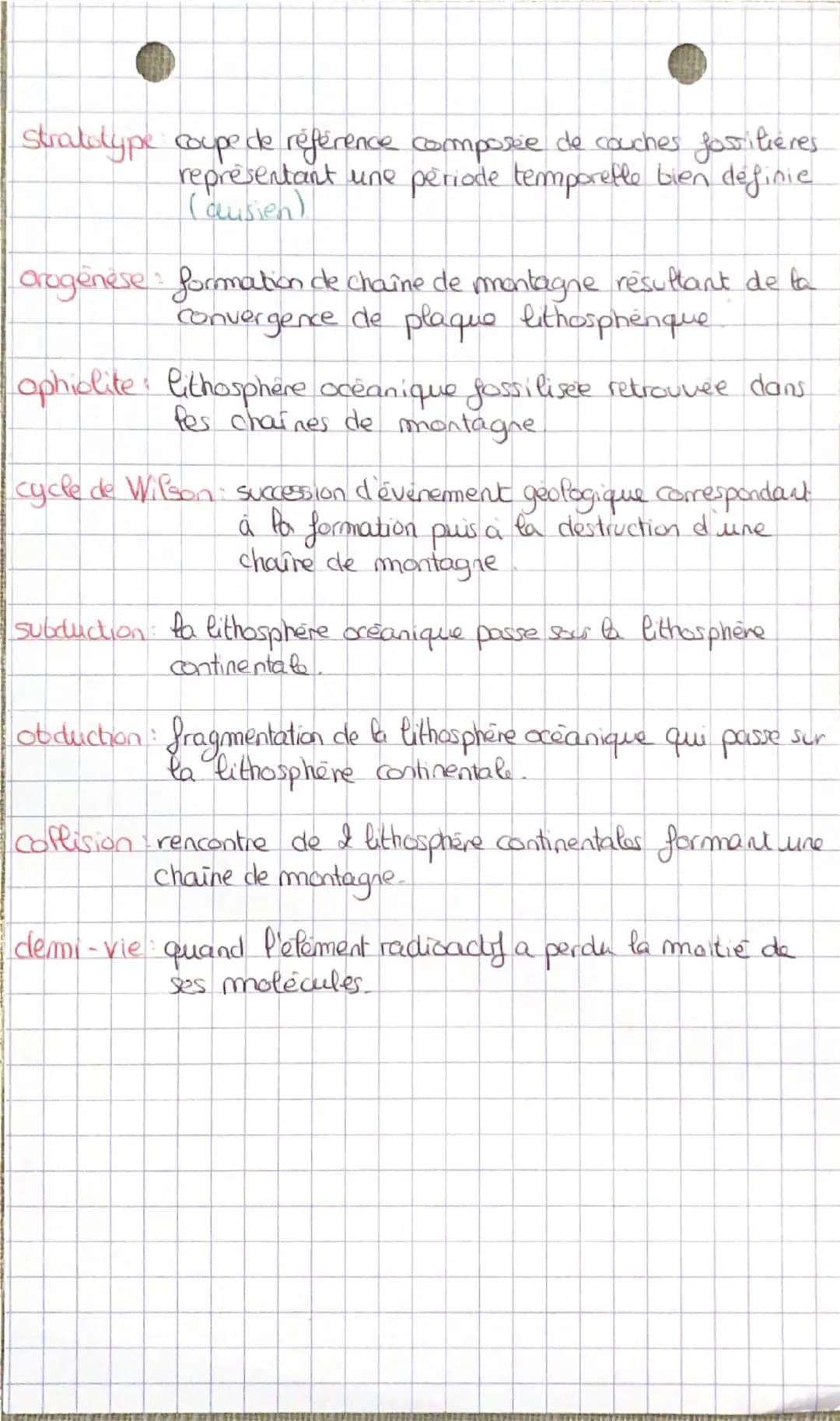 Svt
Spe
Lexique dossier 1
terminate
Chronologie absolue: méthode de datation basée sur la
mesure d'elements radioactifs contenu
dans une roc