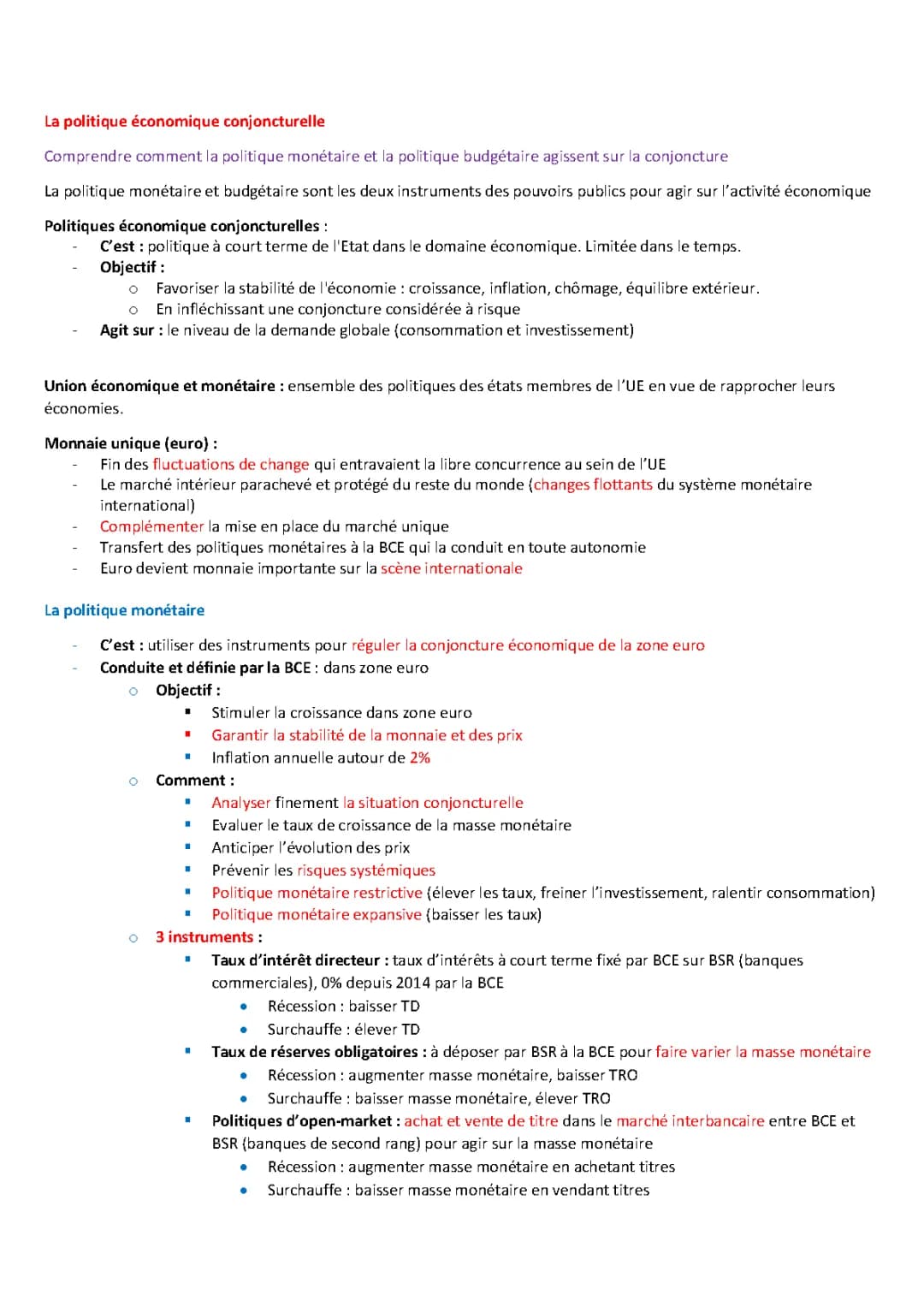 Politique Monétaire et Budgétaire Cours et PDF pour 2024