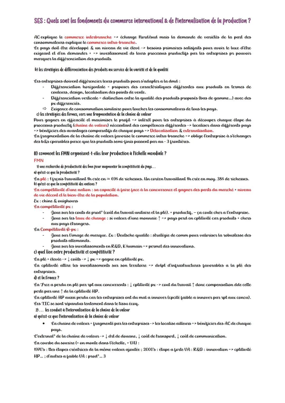 SES: Quels sont les fondements du commerce international & de l'internalisation de la production?
I) Quels sont les fondements du commerce i