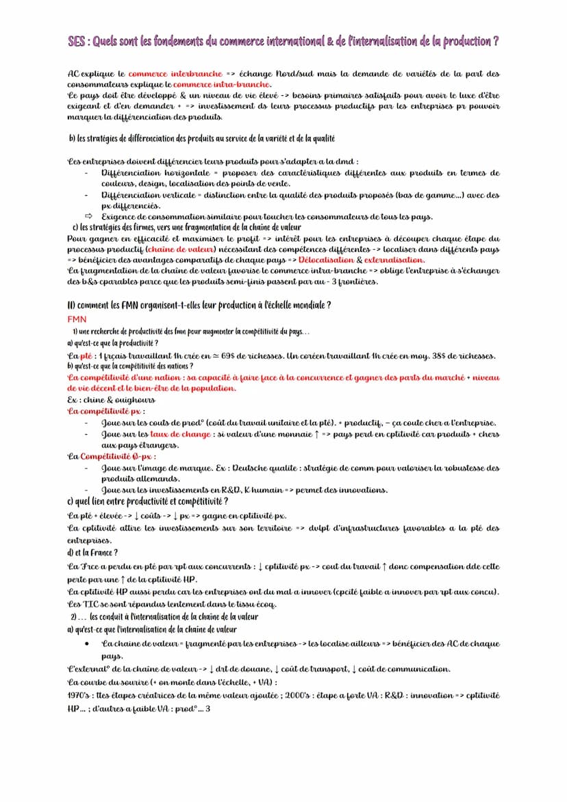 SES: Quels sont les fondements du commerce international & de l'internalisation de la production?
I) Quels sont les fondements du commerce i