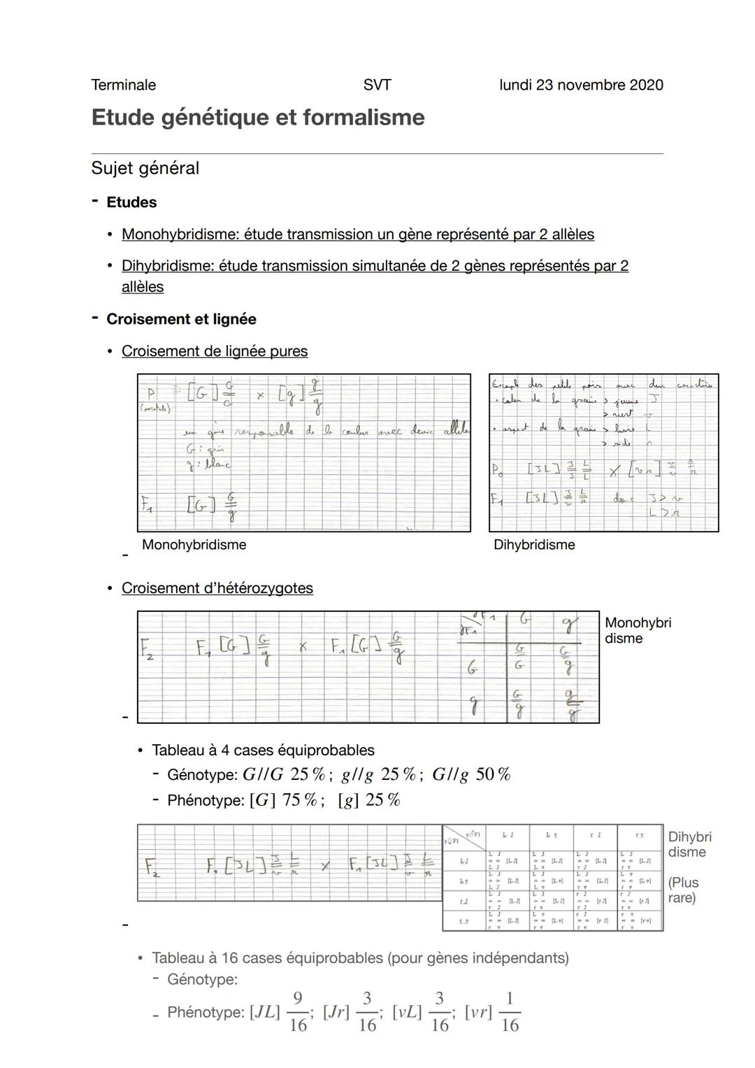 Cours 3.2 - Etude génétique et formalisme
