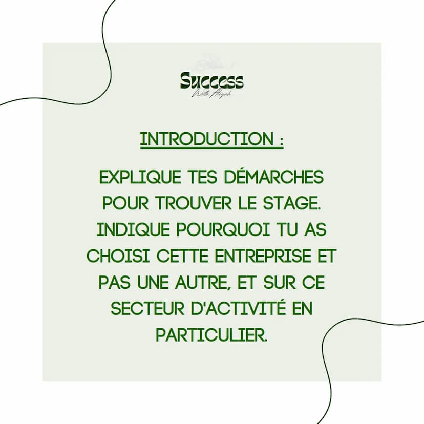 Success
With Aliyah
LE RAPPORT
DE STAGE
seme Success
With Aliyah
LE RAPPORT DE STAGE EST LE
COMPTE-RENDU QUI PERMET DE
COMPRENDRE TES MISSIO
