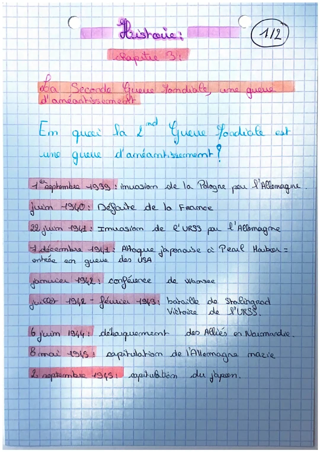 Hristove:
chapitre 3
La Seconde Gueve Condiale,
d'améadhissement.
Em
C
Lune
quar
quelle
and
412
d'améantissement ?
quere
Gueve loadiate est

