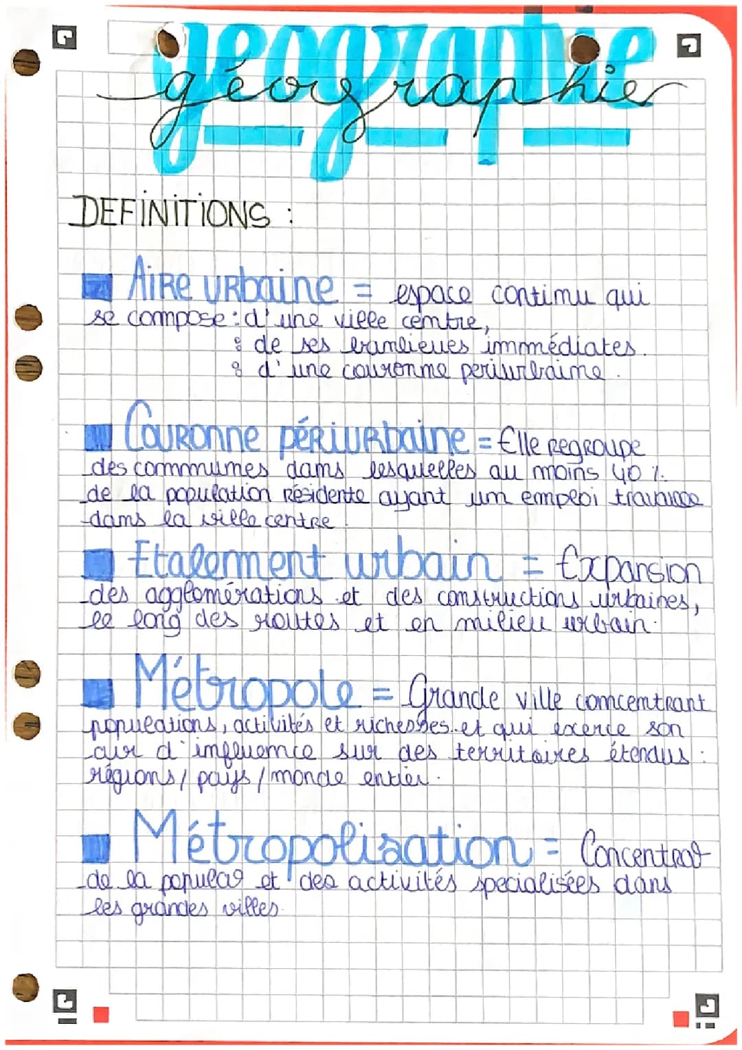  Fiche de géographie pour le brevet