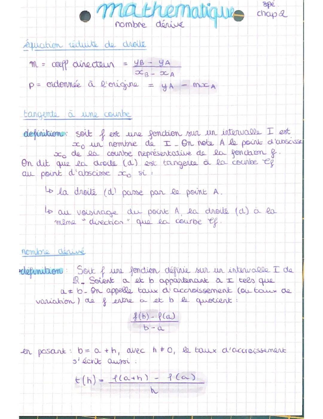 Les nombres dérivés 